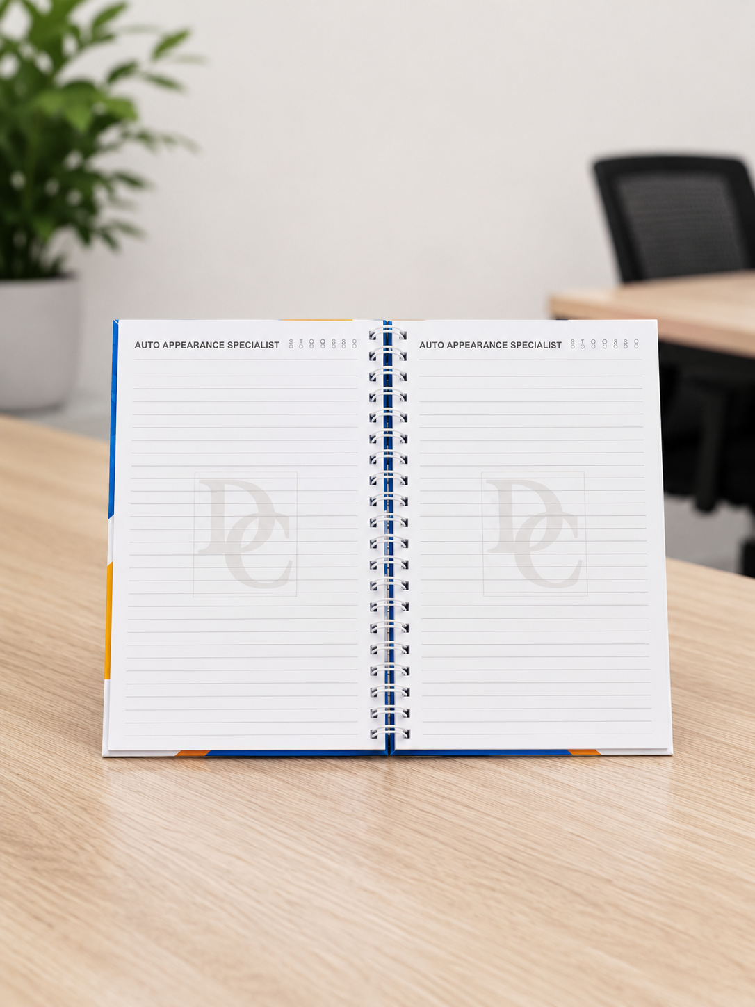 Caderno 19 x 27 aberto com miolo pautado personalizado