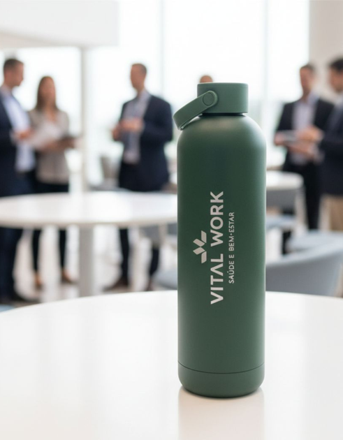 Garrafa térmica Esmeralda verde personalizada com logotipo