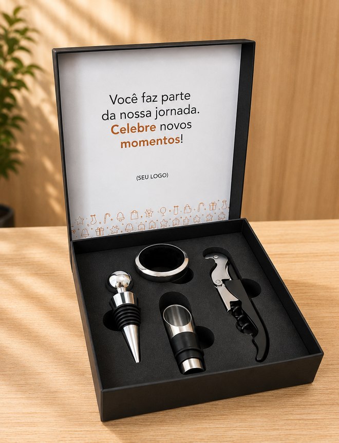 Kit vinho Malbec em caixa rígida com personalização interna