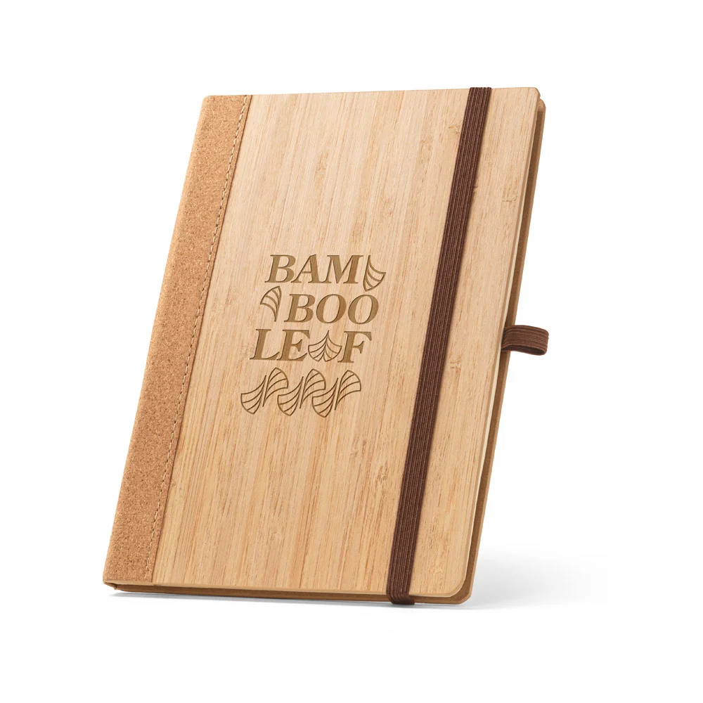 Caderneta Cedro com capa em bambu e cortiça personalizada